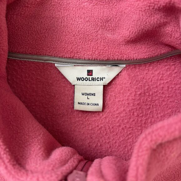 Woolrich Womens Fleece Vest Size L Soft Ruby Coral Full Zip Cozy Warm Classic - Picture 7 of 12